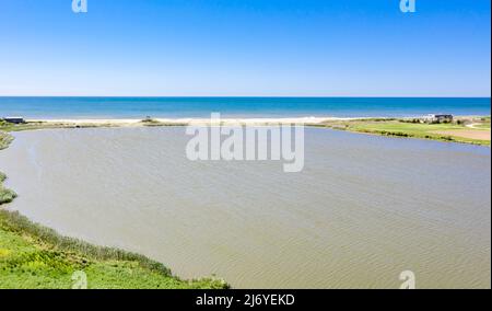 Aeria Blick auf 131 Town Line Road, Wainscott, NY Stockfoto