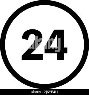 24-Stunden-Schild. 24-Stunden-Format. Bearbeitbarer Vektor. Stock Vektor