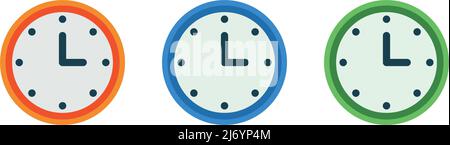Eine Reihe von Uhrensymbolen. Analoge Uhr. Wanduhren. Bearbeitbarer Vektor. Stock Vektor