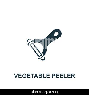 Symbol für Gemüseschäler. Monochromes Simple Cooking-Symbol für Vorlagen, Webdesign und Infografiken Stock Vektor