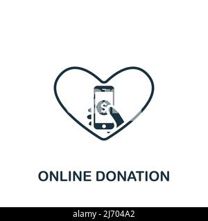 Symbol für Online-Spende. Monochrom einfaches Crowdfunding-Symbol für Vorlagen, Webdesign und Infografiken Stock Vektor