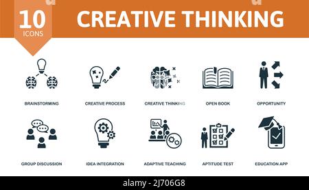 Symbol für kreatives Denken. Editierbare Symbole kreatives Denken Thema wie Brainstorming, kreatives Denken, Chancen und vieles mehr. Stock Vektor