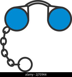 Pince-Nez-Symbol. Editierbare Fett Formatigte Kontur Mit Farbfüllungsdesign. Vektorgrafik. Stock Vektor