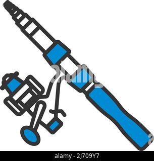Symbol Für Gebogene Angelausrüstung. Editierbare Fett Formatigte Kontur Mit Farbfüllungsdesign. Vektorgrafik. Stock Vektor