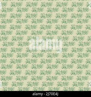 Grünes nahtloses Muster mit kalligrafischer Aufschrift Tea Time. Stock Vektor