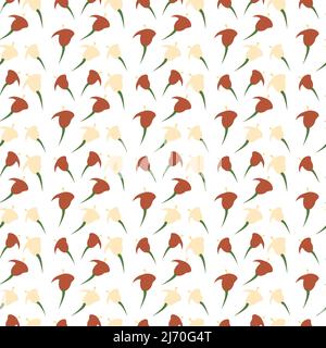 Nahtloses Muster aus bunten Blumen im Cartoon-Stil, handgezeichnet. Ideal für Notizbücher, Beschriftungen, Schriftzüge, Servietten, Handtücher, Poster, Banner, Stoff. Stock Vektor