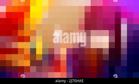 Warme Farbe Pixel Palette gelb rot lila beige mosiac Hintergrund Stockfoto