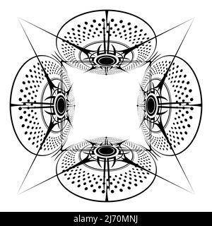 Wind Rose schwarz Perspektive Quadrat Stock Vektor