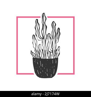 Vektor-Mode-Illustration eines Kaktus in einem Topf. Modisches, minimalistisches Poster. Stock Vektor