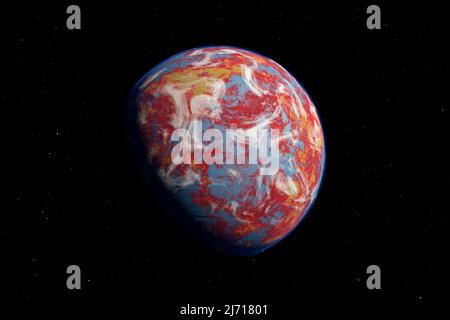 Alien Planet im Weltraum. 3D Abbildung Stockfoto