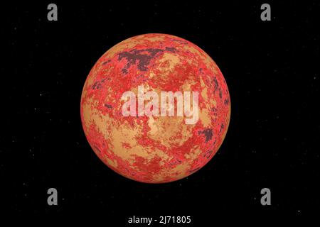 Dieses Bild stellt einen generischen Lavaplaneten oder eine Erdbildung dar. Es handelt sich um eine realistische abbildung aus dem jahr 3D Stockfoto