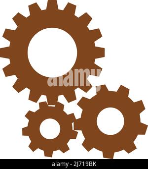 Satz Zahnräder. Braune Farben. Mit weißem Hintergrund Stock Vektor
