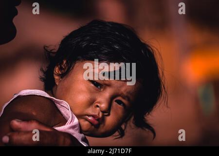 Schönes Baby von indigener Ethnie. Baixo Amazonas, Pará, Amazonas, Brasilien. 2010. Stockfoto