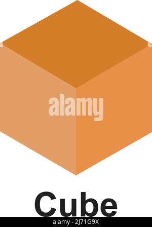 3D Würfel orange Farbe. Abbildung einer Schachtel. Mit weißem Hintergrund Stock Vektor