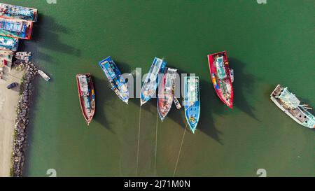 Blick von der Spitze des Fischereihafens Stockfoto