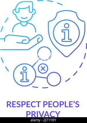 Symbol für „Respekt vor der Privatsphäre der Menschen“ mit blauem Farbverlauf Stock Vektor