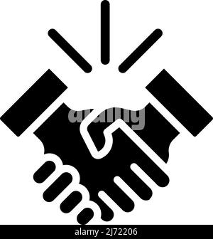 Schwarzes Glyphensymbol für Handshake Stock Vektor