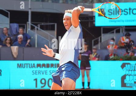 Rafael Nadal (SPA gegen David Goffin (Bel) während des Madrider Open Tennis Turniers, 5. Mai 2022 Cordon Press Stockfoto