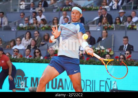 Rafael Nadal (SPA gegen David Goffin (Bel) während des Madrider Open Tennis Turniers, 5. Mai 2022 Cordon Press Stockfoto