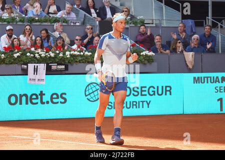 Rafael Nadal (SPA gegen David Goffin (Bel) während des Madrider Open Tennis Turniers, 5. Mai 2022 Cordon Press Stockfoto