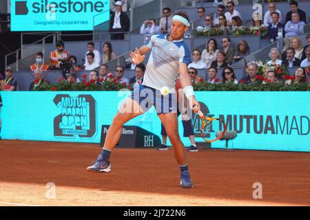 Rafael Nadal (SPA gegen David Goffin (Bel) während des Madrider Open Tennis Turniers, 5. Mai 2022 Cordon Press Stockfoto