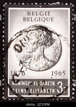 BELGIEN - UM 1965: Eine in Belgien gedruckte Briefmarke zeigt Königin Elisabeth, Königin von England, um 1965 Stockfoto