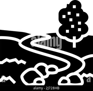 Fluss auf Wiese Glyphe Symbol Vektor-Illustration Stock Vektor