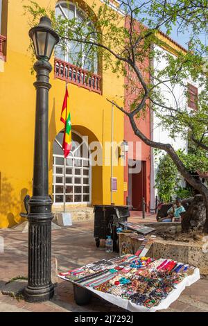 Eintritt zum Museo Naval del Caribe in der ummauerten historischen Stadt Cartagena, Cartagena, Bolivar, Republik Kolumbien Stockfoto