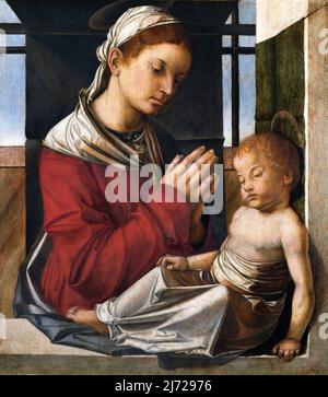 Die Jungfrau und das Kind von Bartolomeo Montagna (c.1450-1523), Öl auf Leinwand aus Holz übertragen, c.. 1504-6 Stockfoto