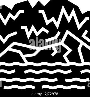 Unterirdischer Fluss Glyphe Symbol Vektor Illustration Stock Vektor