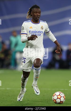 Madrid, Spanien, 4.. Mai 2022. Eduardo Camavinga von Real Madrid während des UEFA Champions League-Spiels im Bernabeu, Madrid. Bildnachweis sollte lauten: Jonathan Moscrop / Sportimage Stockfoto