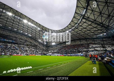 Marseille, Frankreich. 5. Mai 2022, Marseille - Überblick über das Stadion während des Spiels zwischen Olympique Marseille und Feyenoord am 5. Mai 2022 im Stade Velodrome in Marseille, Frankreich. (Box-to-Box-Bilder/Yannick Verhoeven) Stockfoto