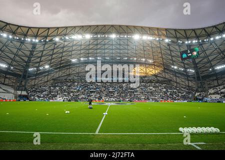 Marseille, Frankreich. 5. Mai 2022, Marseille - Überblick über das Stadion während des Spiels zwischen Olympique Marseille und Feyenoord am 5. Mai 2022 im Stade Velodrome in Marseille, Frankreich. (Box-to-Box-Bilder/Yannick Verhoeven) Stockfoto