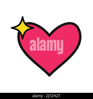 Rosafarbener Herzvektor auf weißem Hintergrund isoliert. Herz-Ikone in flachem Design. Doodle Heart. Stock Vektor