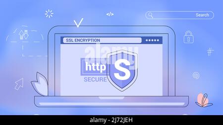 HTTPS-geschützte Verbindung sicheres Protokoll Sicherheitskommunikation Online-Netzwerke sicheres Surfen im Internet und Datensertificate encryptio Stock Vektor