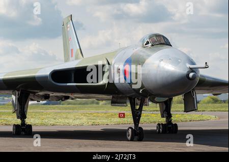 Der legendäre strategische Bomber von Avro Vulcan der Royal Air Force. Stockfoto