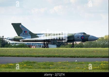 Der legendäre strategische Bomber von Avro Vulcan der Royal Air Force. Stockfoto