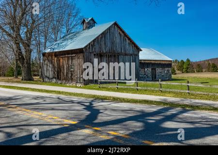 Lawr Farm entlang der M-22 in Port Oneida Rural Historic District, Sleeping Bear Dunes National Lakeshore, Michigan, USA Stockfoto