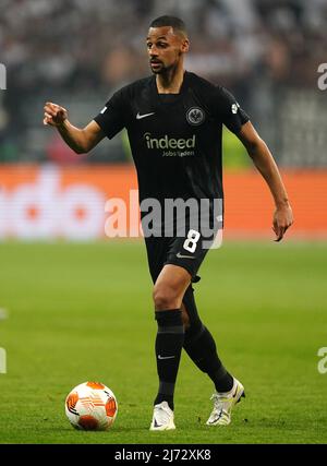 Die Djibril Sow von Eintracht Frankfurt ist während des Halbfinales der UEFA Europa League im Deutschen Bank Park in Frankfurt im Einsatz. Bilddatum: Donnerstag, 5. Mai 2022. Stockfoto