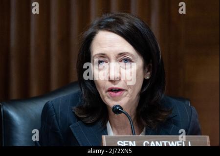 Die US-Senatorin Maria Cantwell (D-WA) spricht bei einer Anhörung des Energie- und Rohstoffausschusses des Senats. (Foto von Michael Brochstein/Sipa USA) Stockfoto