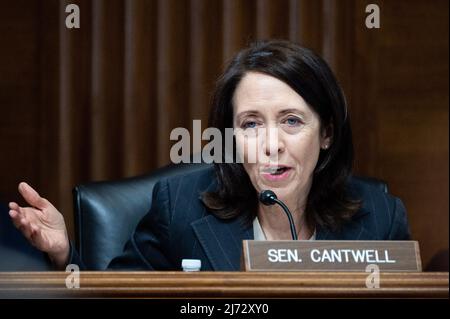 Die US-Senatorin Maria Cantwell (D-WA) spricht bei einer Anhörung des Energie- und Rohstoffausschusses des Senats. (Foto von Michael Brochstein/Sipa USA) Stockfoto