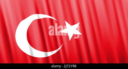 Wellenförmige Vektorflagge der Türkei Stock Vektor