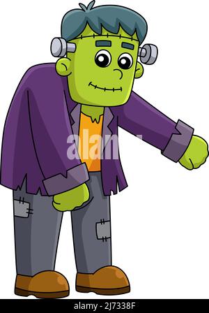 Frankenstein Halloween Cartoon Farbige Clipart Stock Vektor