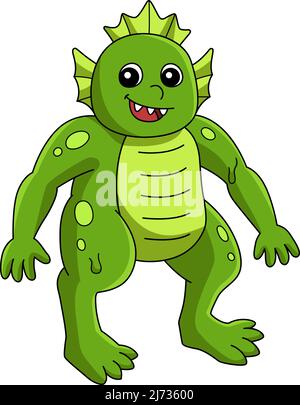 Sumpf Monster Halloween Cartoon Farbige Clipart Stock Vektor