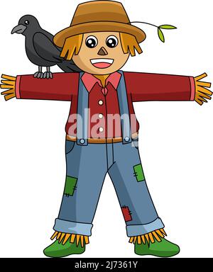 Scarecrow Cartoon Coloured Clipart Illustration Stock Vektor