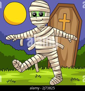 Mama Auf Halloween Farbige Cartoon Illustration Stock Vektor