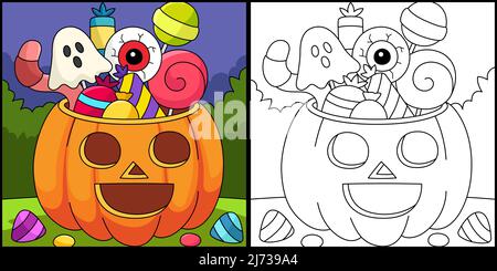 Trick or Treat Kürbis Halloween Illustration Stock Vektor