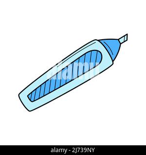 Marker, Filzstift, Textmarker. Schule, Künstlerartikel, Bürobedarf. Doodle. Handgezeichnete farbenfrohe Vektorgrafik. Die Designelemente sind isol Stock Vektor