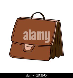 Aktentasche, Business Diplomat, Business Bag. Doodle. Handgezeichnete farbenfrohe Vektorgrafik. Designelemente werden auf weißem Hintergrund isoliert. Stock Vektor