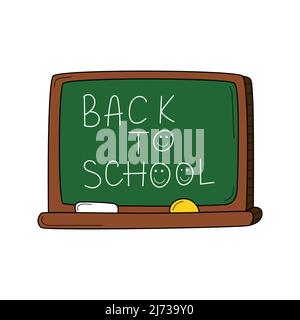 Die Tafel ist leer und enthält Platz für Text. Doodle-Stil. Handgezeichnete farbenfrohe Vektorgrafik. Die Designelemente sind auf einem weißen Backgr isoliert Stock Vektor